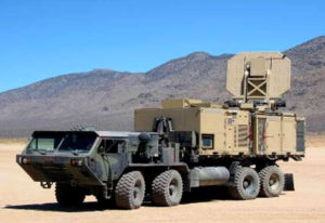 An operational version of the Active Denial System is shown. It is an invisible, counter personnel, directed-energy weapon. (U.S. Air Force photo)